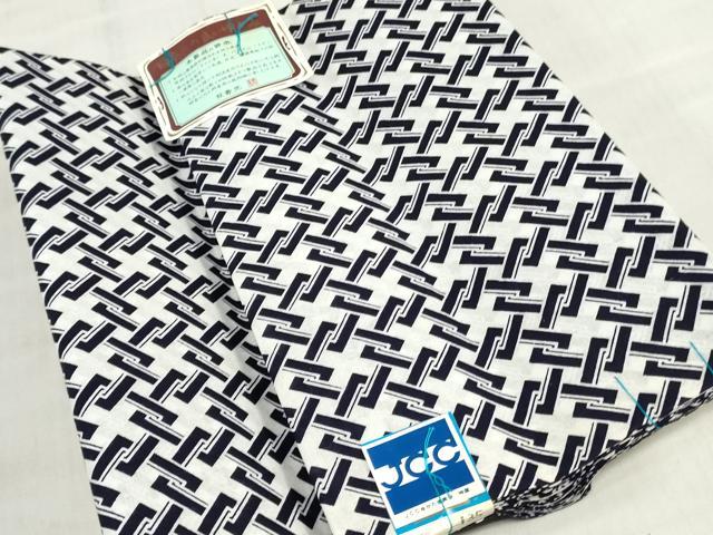 平和屋着物*夏物 浴衣 反物 着尺 注染 幾何学文 綿 逸品 未使用 DABH3706zy