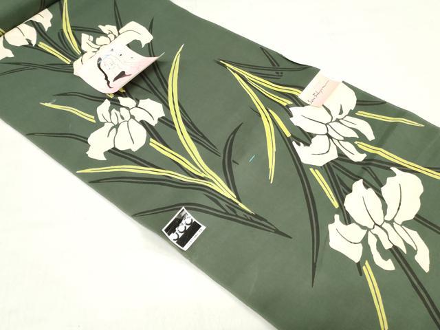 平和屋着物*夏物 浴衣 反物 着尺 注染 草花文 綿 逸品 未使用 DABH3707zy