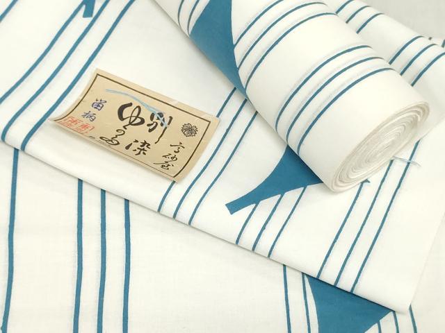 平和屋着物*夏物 浴衣 反物 着尺 東京本染 注染 間道 綿 逸品 未使用 DABH3710zy