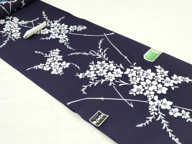 平和屋着物*夏物 浴衣 反物 着尺 手芸染 注染 草花文 綿 逸品 未使用 DABH3714zy