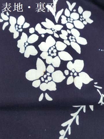 平和屋着物*夏物 浴衣 反物 着尺 手芸染 注染 草花文 綿 逸品 未使用 DABH3714zy
