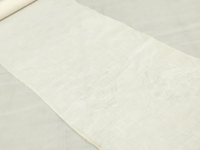 平和屋着物*夏物 長襦袢 反物 着尺 草花文紗 生成り色 麻 逸品 未使用 DABH3718zy