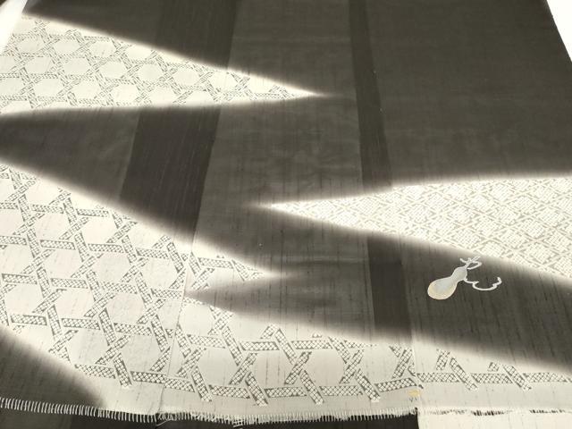 平和屋着物*夏物 付下げ 解き反物 着尺 小千谷絹駒ぜんまい上布 霞文 逸品 DABH3721zy
