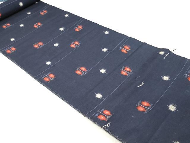 平和屋着物▼紬 反物 着尺 絣文様 逸品 未使用 DABH3729zy