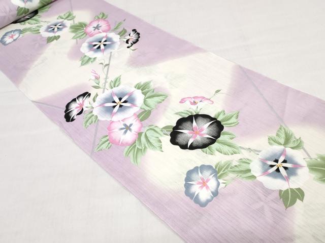 平和屋着物*夏物 浴衣 反物 着尺 朝顔 クイーンサイズ 綿 逸品 未使用 DABH3741zy