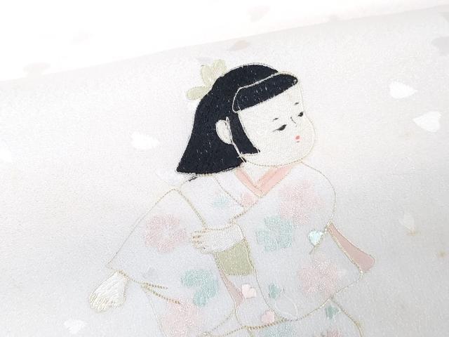 平和屋着物●中国三大刺繍 スワトウ刺繍 汕頭刺繍 総刺繍 長襦袢 反物 着尺 わらべ詩 暈し染め 証紙付き 逸品 未使用 DABH3796zy