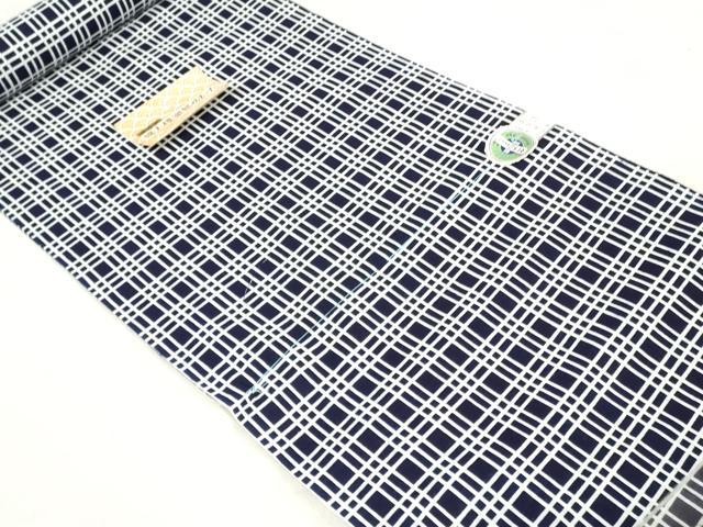 平和屋着物*夏物 男性 浴衣 反物 着尺 注染 若月染 東京本染 格子 綿 逸品 未使用 DABH3822zy