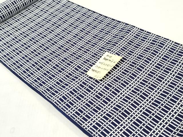 平和屋着物*夏物 男性 浴衣 反物 着尺 注染 竹格子 キングサイズ 綿 逸品 未使用 DABH3823zy
