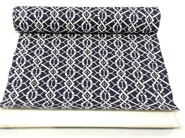 平和屋着物*夏物 男性 浴衣 反物 着尺 注染 幾何学間道 キングサイズ コーマー糸使用 綿 逸品 未使用 DABH3824zy