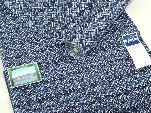 平和屋着物*夏物 浴衣 反物 着尺 注染 万代染 抽象文様 綿 逸品 未使用 DABH3826zy