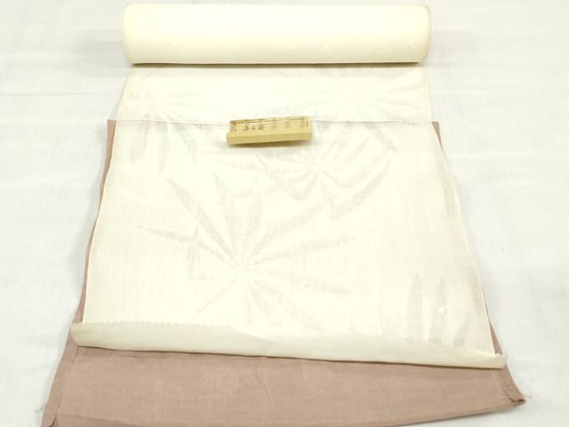 平和屋着物*夏物 小千谷麻長襦袢 反物 着尺 草花文紗 生成り色 未使用 DABH3851zy