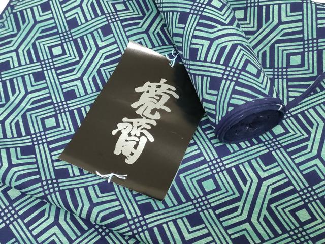 平和屋着物*夏物 世界的ファッションデザイナー 山本寛斎 kansaiブランド 男性 浴衣 反物 着尺 注染 幾何学文 綿 逸品 未使用 DABH3855zy