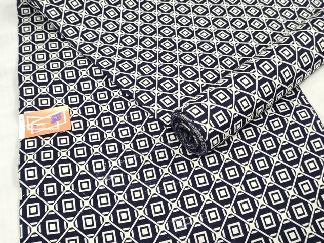 平和屋着物*夏物 浴衣 反物 着尺 注染 幾何学文 綿 逸品 未使用 DABH3873zy