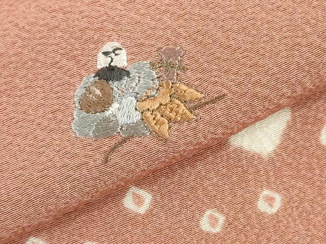 平和屋着物▼付下げ 反物 着尺 刺繍 絞り 人物文 逸品 未使用 DABH3897zy