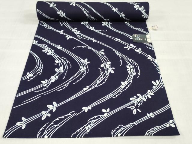 平和屋着物*夏物 竺仙鑑製 浴衣 反物 着尺 注染 枝葉文 伊勢丹扱い 証紙付き 綿 逸品 未使用 DABH3947zy