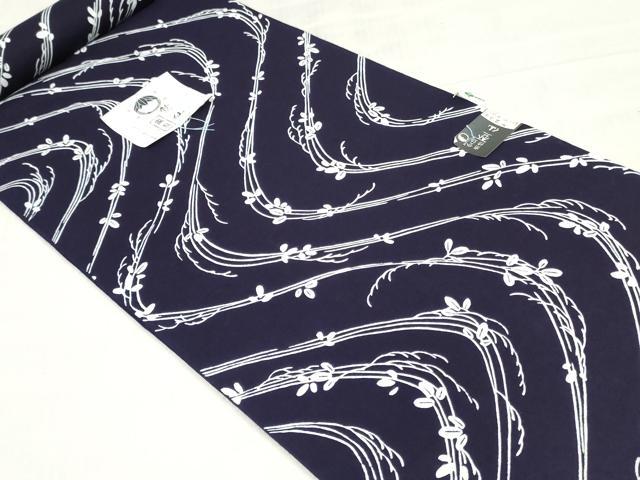 平和屋着物*夏物 竺仙鑑製 浴衣 反物 着尺 注染 枝葉文 伊勢丹扱い 証紙付き 綿 逸品 未使用 DABH3947zy