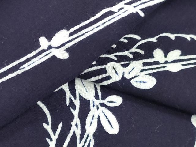 平和屋着物*夏物 竺仙鑑製 浴衣 反物 着尺 注染 枝葉文 伊勢丹扱い 証紙付き 綿 逸品 未使用 DABH3947zy