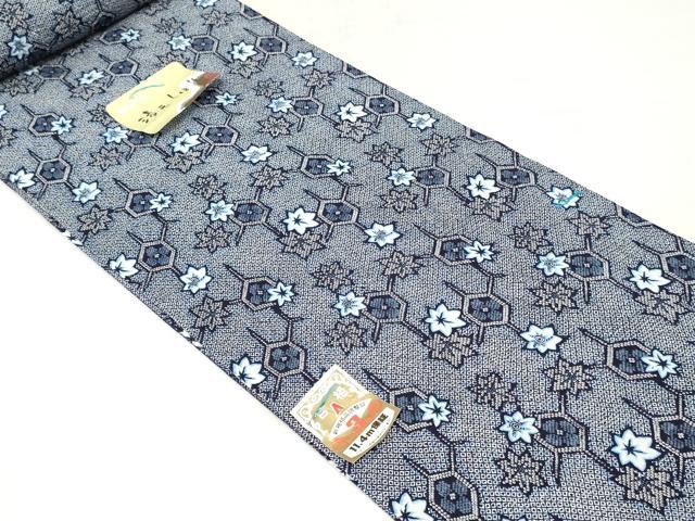 平和屋着物*夏物 浴衣 反物 着尺 リップル生地 清元しぼり 亀甲草花文 綿 逸品 未使用 DABH3976zy