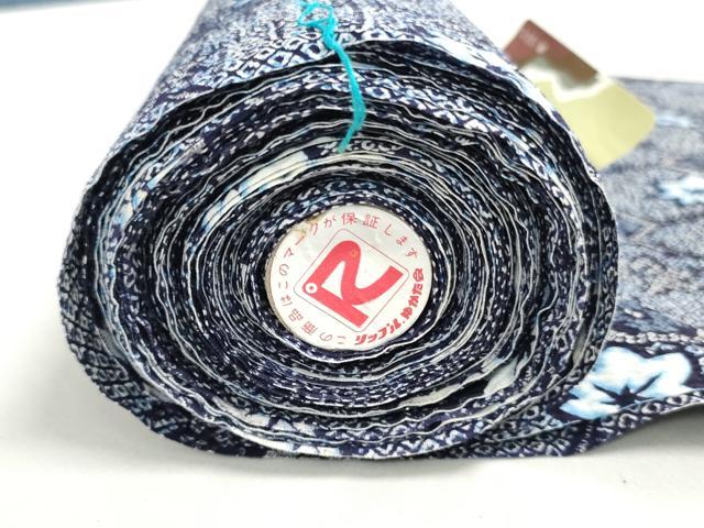 平和屋着物*夏物 浴衣 反物 着尺 リップル生地 清元しぼり 亀甲草花文 綿 逸品 未使用 DABH3976zy
