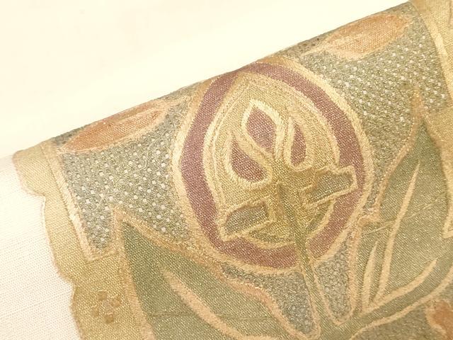 平和屋着物*夏物 中国三大刺繍 スワトウ刺繍 汕頭刺繍 総刺繍 名古屋帯 反物 草花文 金彩 逸品 未使用 DABH3985zy
