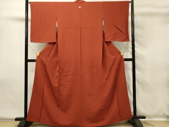 平和屋着物■上質な色無地 弁柄色 正絹 逸品 DABH4013qp