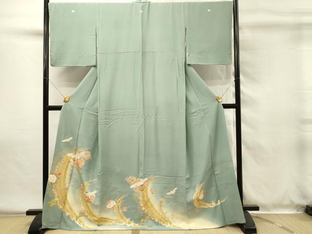平和屋着物■豪華色留袖 駒刺繍 立波飛鶴花文 枝梅 暈し染め 金銀彩 ロング丈 正絹 逸品 DABH4018qp