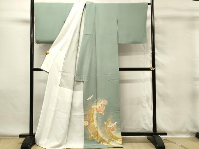 平和屋着物■豪華色留袖 駒刺繍 立波飛鶴花文 枝梅 暈し染め 金銀彩 ロング丈 正絹 逸品 DABH4018qp