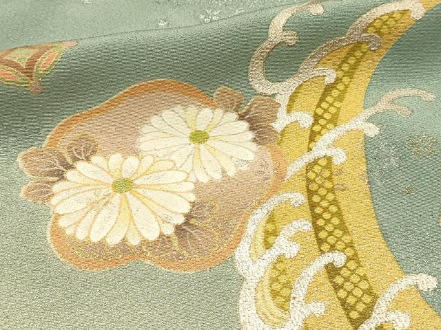 平和屋着物■豪華色留袖 駒刺繍 立波飛鶴花文 枝梅 暈し染め 金銀彩 ロング丈 正絹 逸品 DABH4018qp