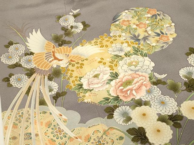 平和屋着物■豪華色留袖 刺繍 鳳凰花文 牡丹 暈し染め 正絹 逸品 DABH4019qp