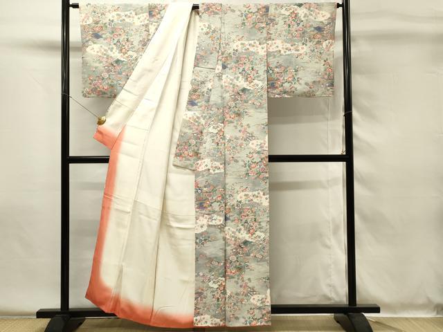 平和屋着物■上質な小紋 風景花文 正絹 逸品 DABH4029qp