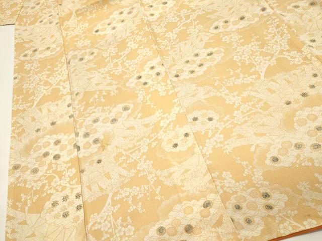 平和屋着物■上質な小紋 型染め 枝梅 雲取り花文 鬼しぼ縮緬 正絹 逸品 DABH4030qp