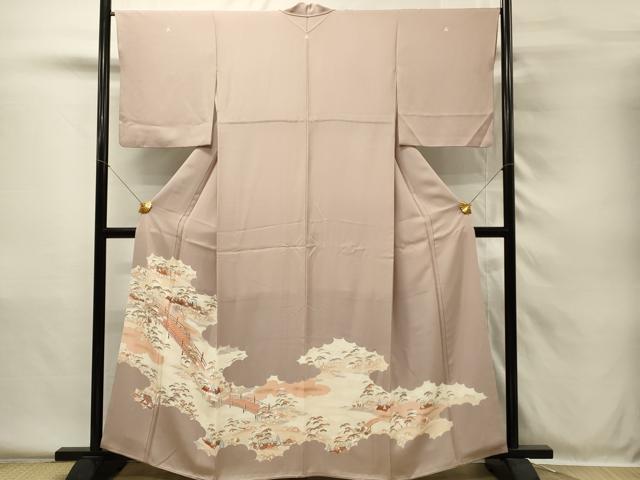 平和屋着物■豪華色留袖 刺繍 渡橋風景文 金彩 正絹 逸品 DABH4051qp