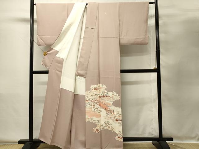 平和屋着物■豪華色留袖 刺繍 渡橋風景文 金彩 正絹 逸品 DABH4051qp