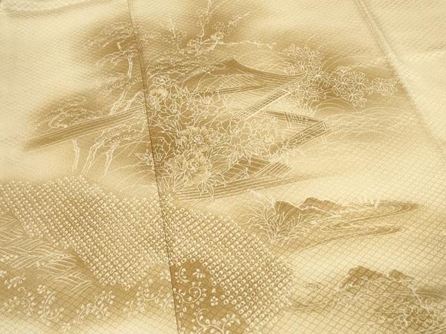平和屋着物■訪問着 刺繍 風景花文 暈し染め 正絹 逸品 DABH4058qp