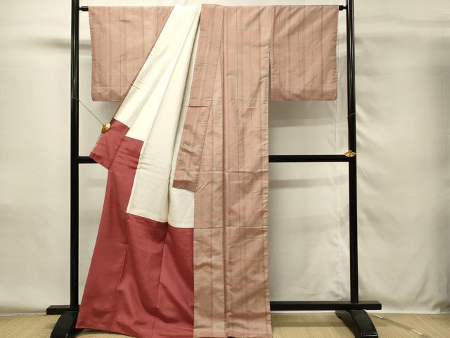 平和屋着物■本場縞大島紬 格子 ロング丈 正絹 逸品 DABH4065qp