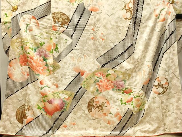 平和屋着物■豪華振袖 駒刺繍 地紙牡丹文 金彩 正絹 逸品 DABH4066qp