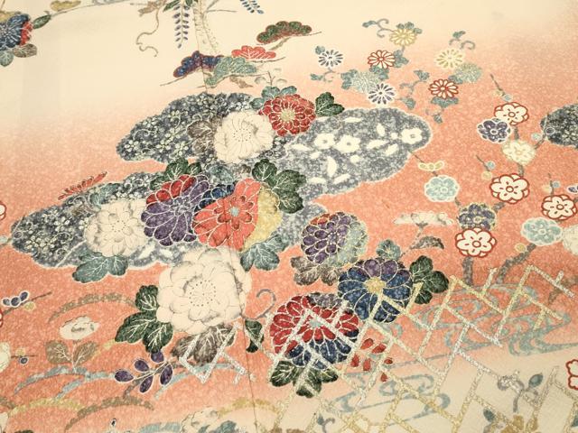 平和屋着物■豪華振袖 辻が花 枝梅 暈し染め 金銀彩 まるやま扱い 正絹 逸品 DABH4074qp