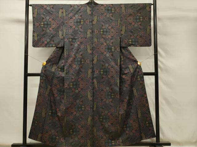 平和屋着物■本場大島紬 7マルキ 草花文 正絹 逸品 DABH4076qp