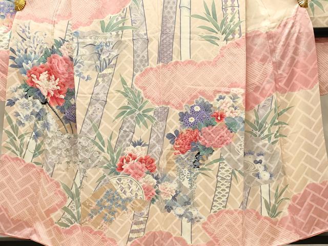 平和屋着物■豪華振袖 駒刺繍 絞り 笹竹牡丹文 銀彩 正絹 逸品 DABH4078qp