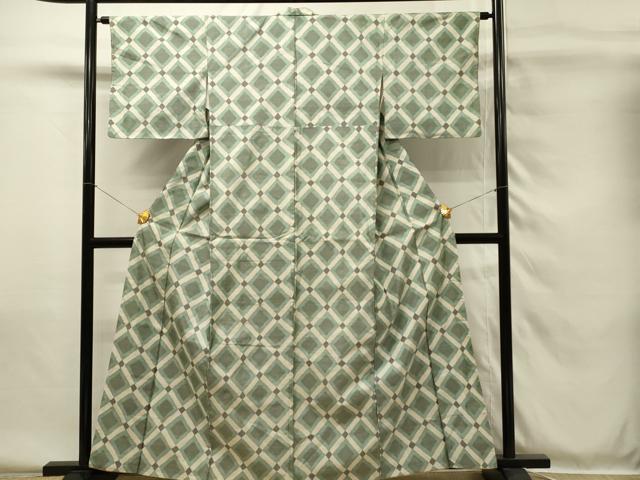 平和屋着物■上質な紬 菱繋ぎ文 正絹 逸品 DABH4081qp