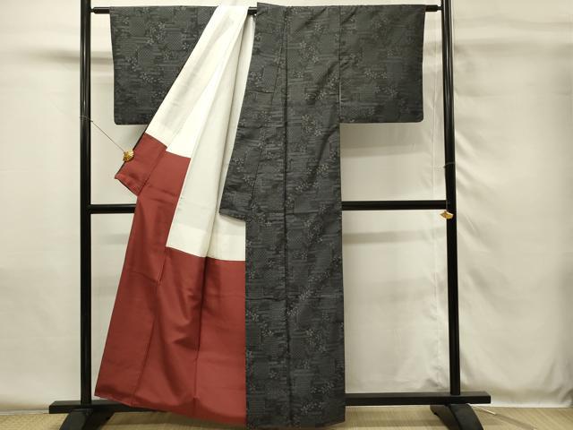 平和屋着物■本場大島紬 草花文 青海波 正絹 逸品 DABH4082qp