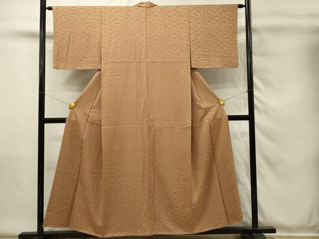 平和屋着物■上質な色無地 花鳥地紋 江戸茶色 正絹 逸品 DABH4091qp