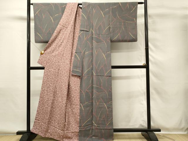 平和屋着物■上質な小紋 リバーシブル 抽象文 椿 正絹 逸品 未使用 DABH4099qp