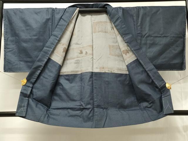 平和屋着物■男性 紬 アンサンブル 長羽織 100亀甲 正絹 逸品 DABH4106qp