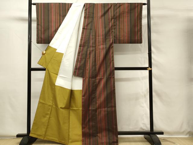 平和屋着物■本場縞大島紬 縞格子 大山謹製 証紙付き 正絹 逸品 DABH4107qp