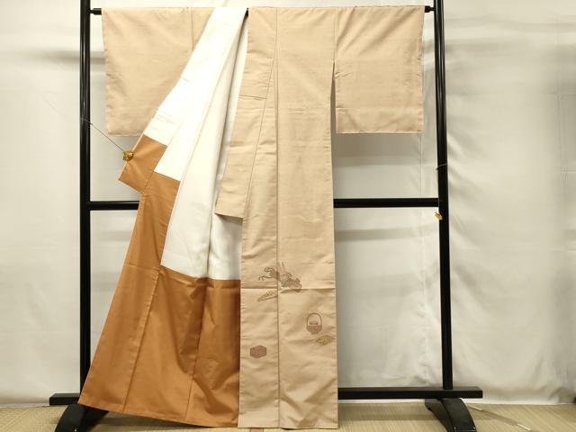 平和屋着物■京の名門・菱屋六右ェ門 紬 色留袖 陶器花文 楽器 正絹 逸品 DABH4109qp