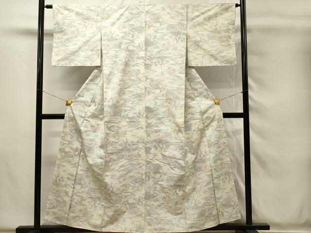 平和屋着物■上質な紬 風景流水花文 正絹 逸品 DABH4125qp
