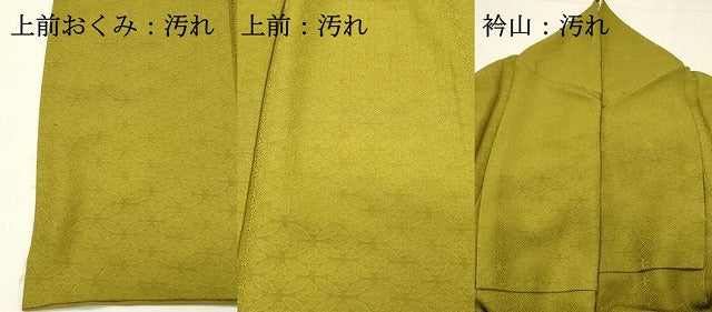 平和屋着物■上質な色無地 七宝花地紋 菜種油色 正絹 逸品 DABH4137qp