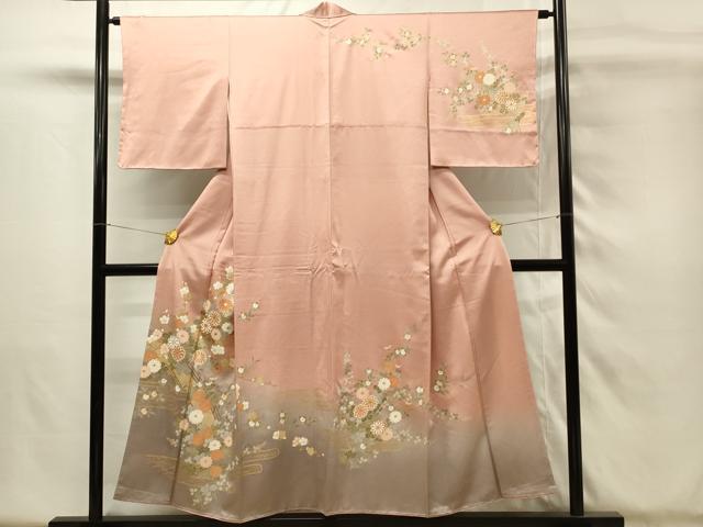 平和屋着物■訪問着 渡橋花文 暈し染め 金彩 正絹 逸品 DABH4142qp