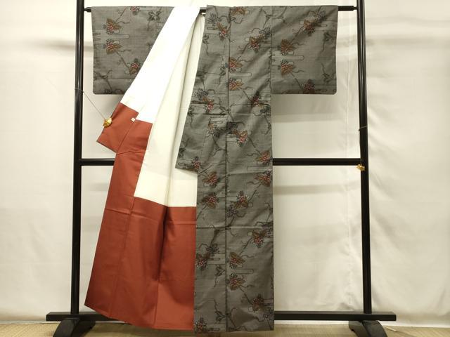 平和屋着物■本場大島紬 7マルキ エ霞枝花文 大丸扱い 正絹 逸品 DABH4148qp